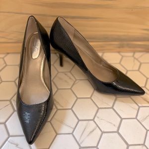 Alfani Step 'N Flex Jeules Textured Patent 3" Heels Pumps Dark Navy Blue size 7